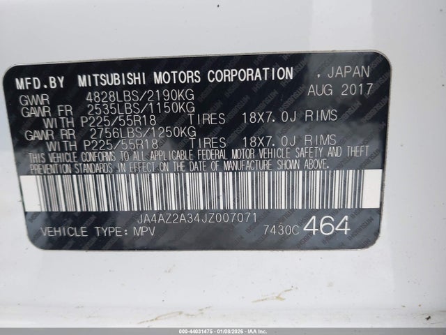 Mitsubishi Outlander Es 2018 JA4AZ2A34JZ007071 Image 9