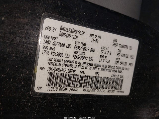 2004 DODGE DURANGO 1D4HD48N44F128746 Photo 8