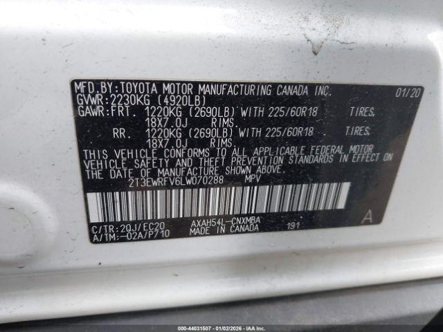 2020 TOYOTA RAV4 HYBRID 2T3EWRFV6LW070288 Photo 8