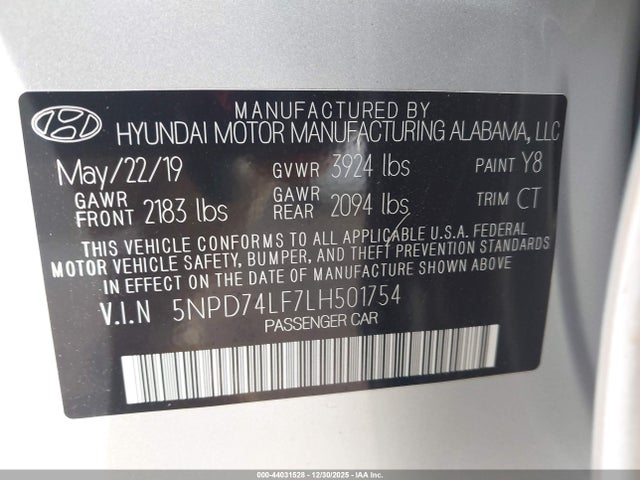Hyundai ELANTRA SE 2020 5NPD74LF7LH501754 Image 9