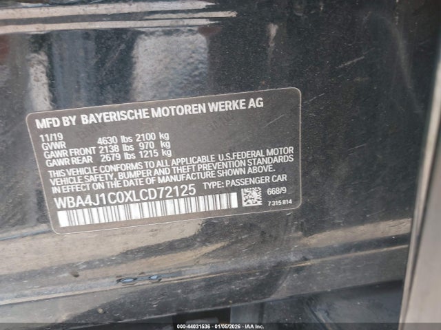 Продажа на аукционе авто 2020 Bmw 430i Gran Coupe, vin: WBA4J1C0XLCD72125, номер лота: 44031536