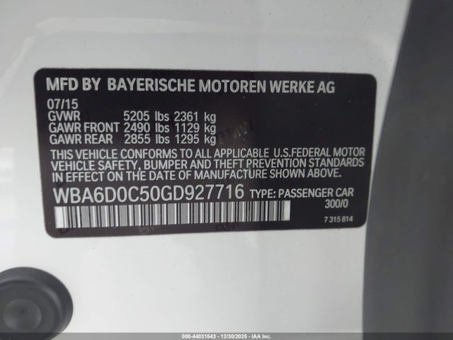 2016 BMW 640I GRAN COUPE WBA6D0C50GD927716 Photo 8