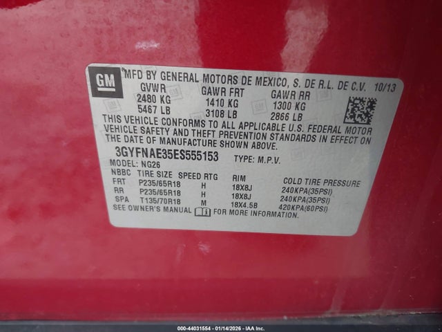 3GYFNAE35ES555153 Cadillac Srx Standard