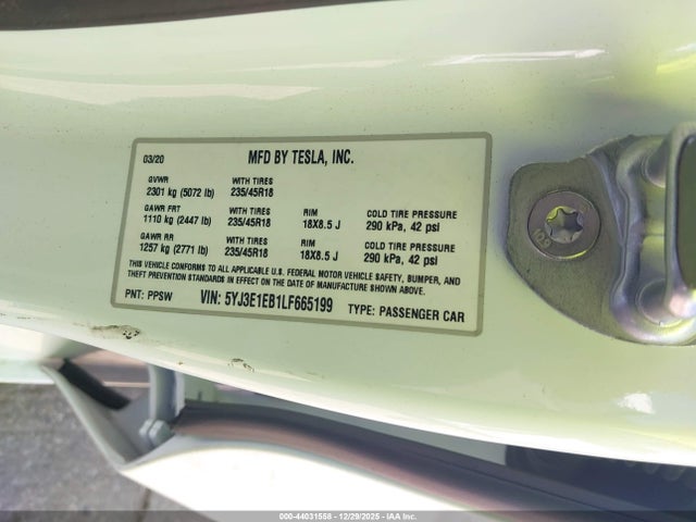 2020 TESLA MODEL 3 5YJ3E1EB1LF665199 Photo 8