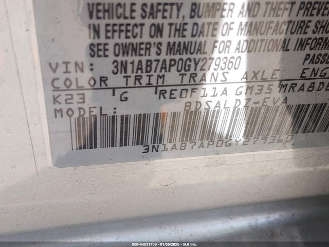 Nissan SENTRA SV 2016 3N1AB7AP0GY279360 Image 9