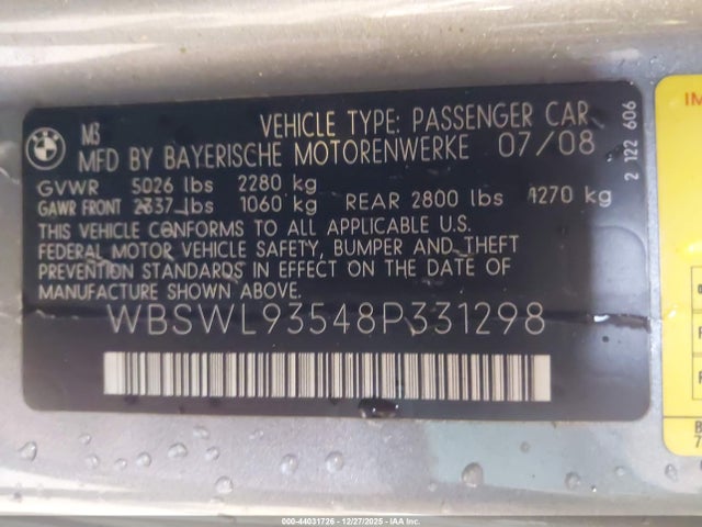 2008 BMW M3 WBSWL93548P331298 Photo 8