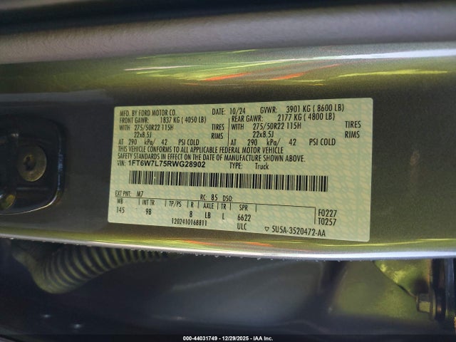 2024 FORD F-150 LIGHTNING 1FT6W7L75RWG28902 Photo 8