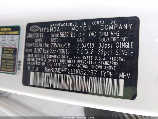 Hyundai Santa Fe Gls 2014 KM8SMDHF2EU052237 Image 9