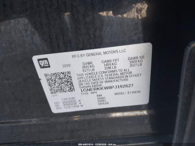 Auction sale of the 2023 Chevrolet Traverse Fwd Premier, vin: 1GNERKKW8PJ192627, lot number: 44031814