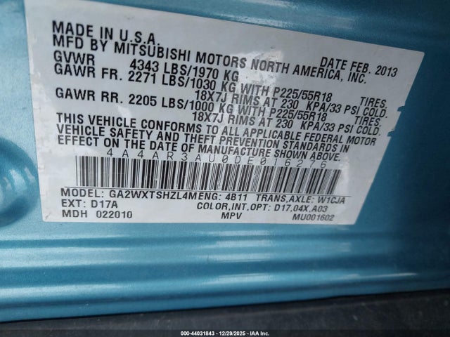 2013 MITSUBISHI OUTLANDER SPORT 4A4AR3AU0DE016276 Photo 8