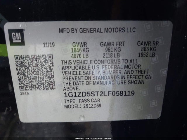 1G1ZD5ST2LF058119 Chevrolet Malibu Fwd Lt