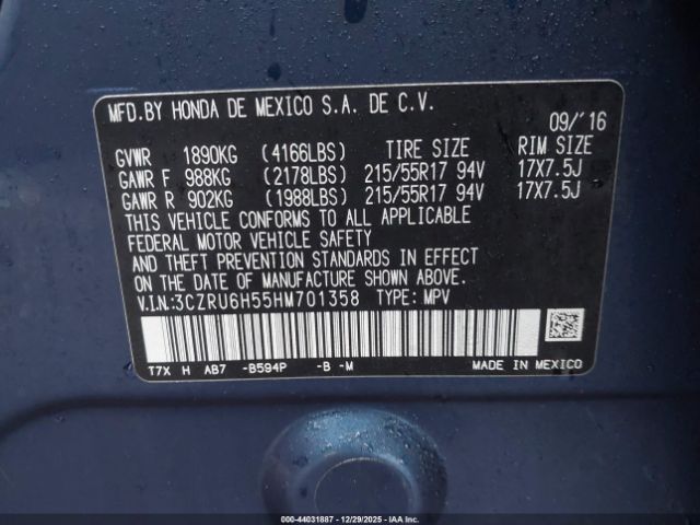 2017 HONDA HR-V 3CZRU6H55HM701358 Photo 8