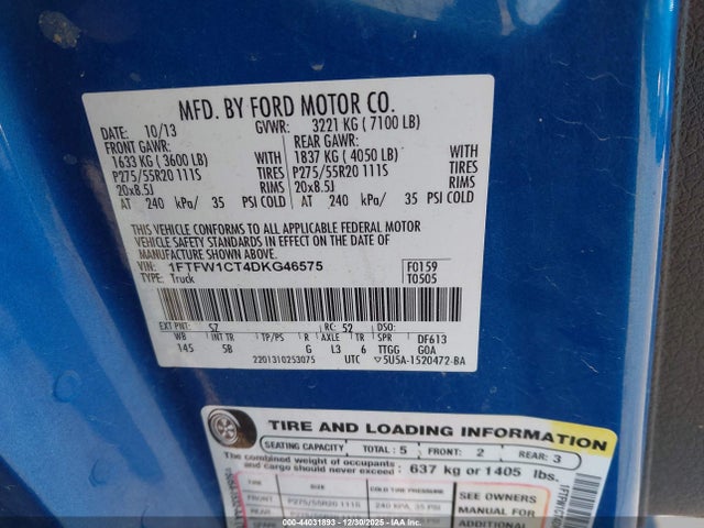 2013 FORD F-150 1FTFW1CT4DKG46575 Photo 8