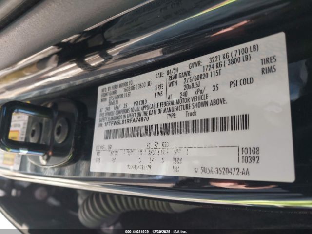 2024 FORD F-150 1FTFW5L81RFA74870 Photo 8