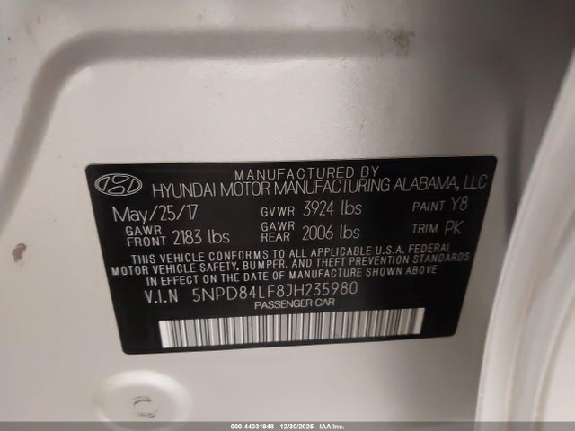 2018 HYUNDAI ELANTRA 5NPD84LF8JH235980 Photo 8