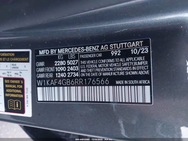 W1KAF4GB6RR176566 Mercedes-Benz C 300