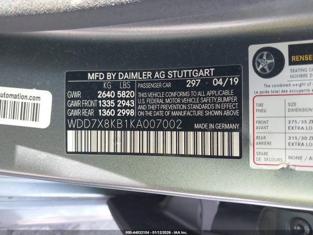 2019 MERCEDES-BENZ AMG GT 63 4-DOOR COUPE WDD7X8KB1KA007002 Photo 8