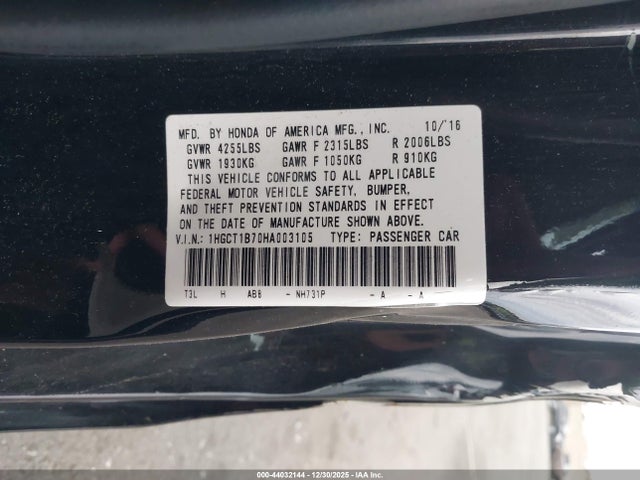 1HGCT1B70HA003105 Honda ACCORD EX