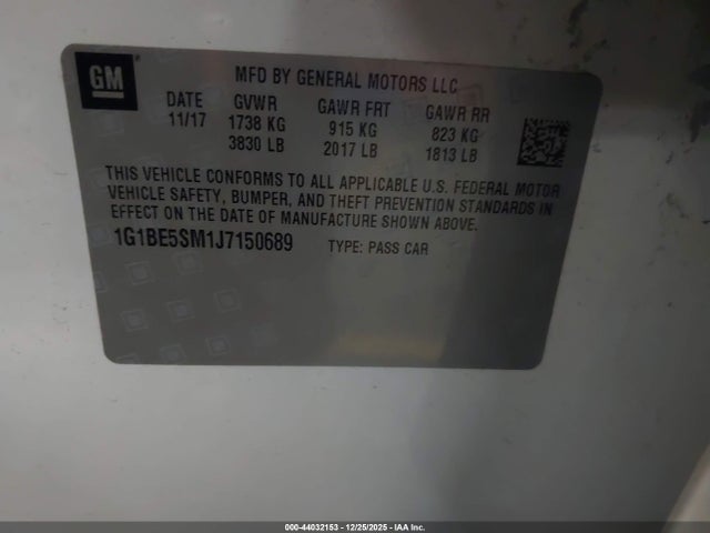 1G1BE5SM1J7150689 Chevrolet Cruze Lt Auto