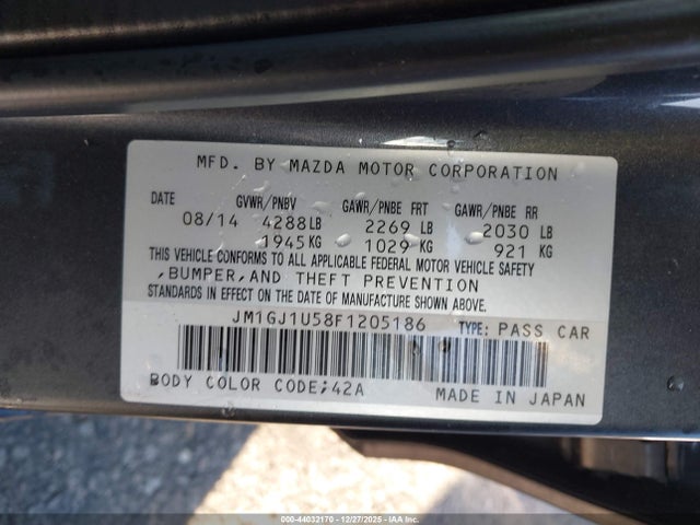 JM1GJ1U58F1205186 Mazda Mazda6 I Sport