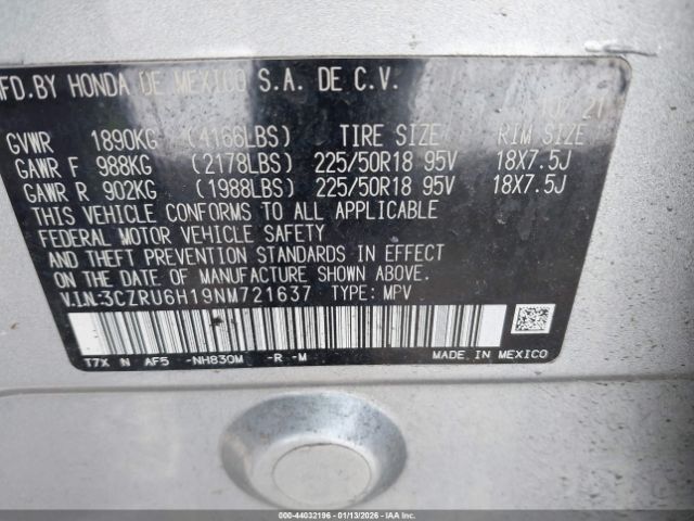 2022 HONDA HR-V 3CZRU6H19NM721637 Photo 8