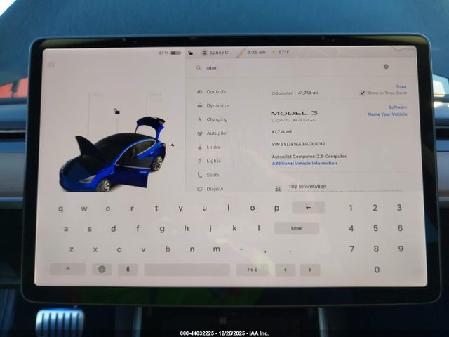 Продажа на аукционе авто 2018 Tesla Model 3 Long Range/mid Range, vin: 5YJ3E1EA3JF061092, номер лота: 44032225