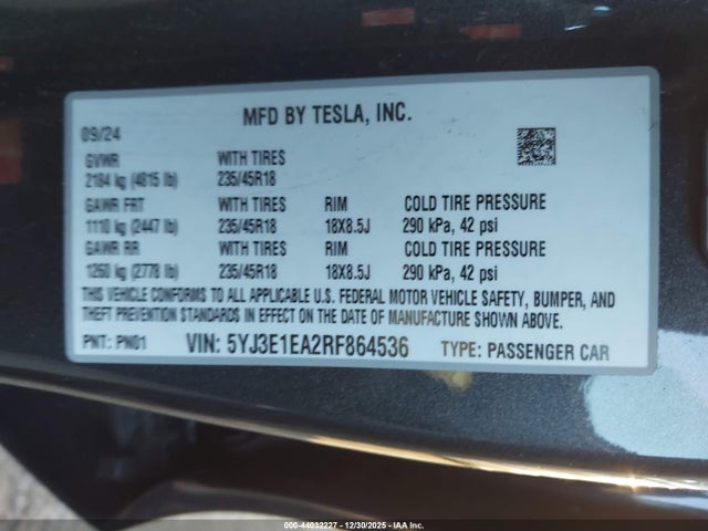 2024 TESLA MODEL 3 5YJ3E1EA2RF864536 Photo 8