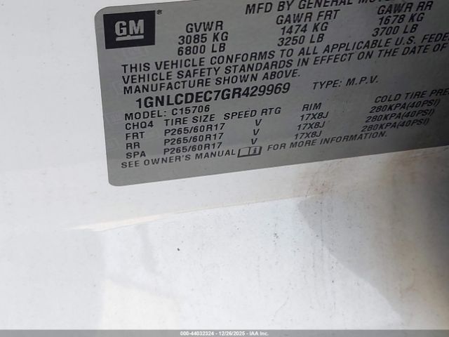 2016 CHEVROLET TAHOE 1GNLCDEC7GR429969 Photo 8