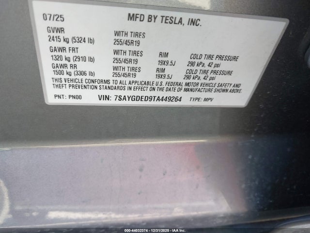 2026 TESLA MODEL Y 7SAYGDED9TA449264 Photo 8
