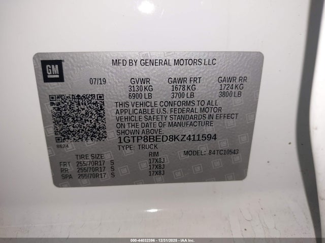 1GTP8BED8KZ411594 GMC Sierra 1500 Sle
