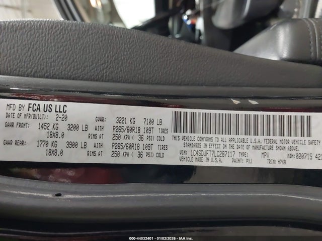 2020 DODGE DURANGO 1C4SDJFT7LC287117 Photo 8