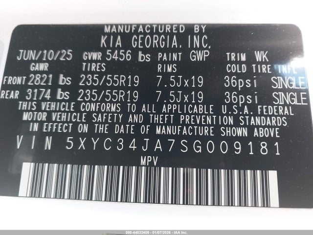5XYC34JA7SG009181 KIA Ev6 Light Long Range
