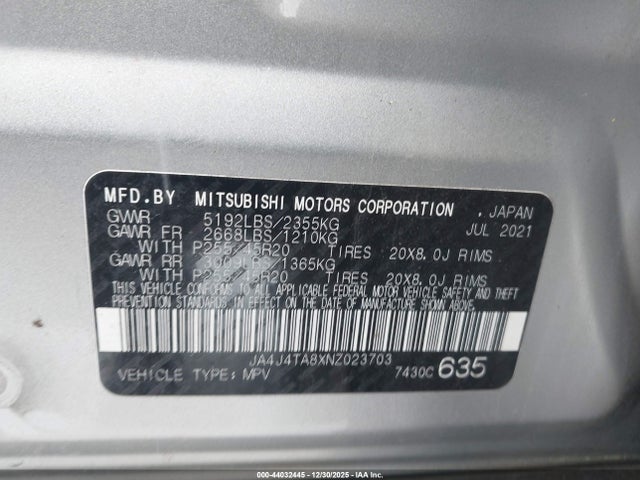 2022 MITSUBISHI OUTLANDER JA4J4TA8XNZ023703 Photo 8