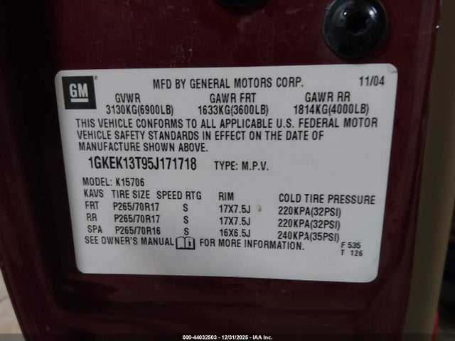 Продаж на аукціоні авто 2005 Gmc Yukon Slt, vin: 1GKEK13T95J171718, номер лоту: 44032503
