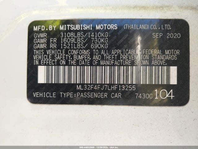 2020 MITSUBISHI MIRAGE G4 ML32F4FJ7LHF13255 Photo 8