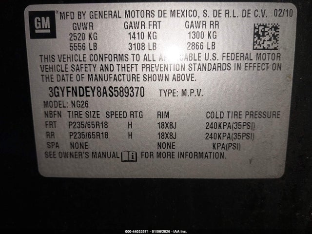 2010 CADILLAC SRX 3GYFNDEY8AS589370 Photo 8