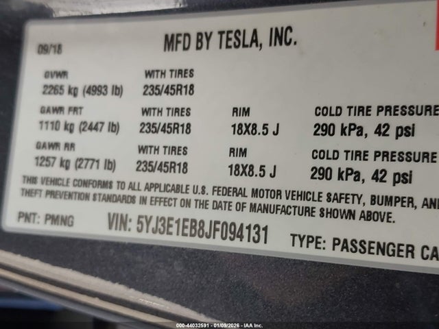 2018 TESLA MODEL 3 5YJ3E1EB8JF094131 Photo 8