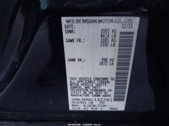 2016 NISSAN ALTIMA 1N4BL3APXGC132761 Photo 8