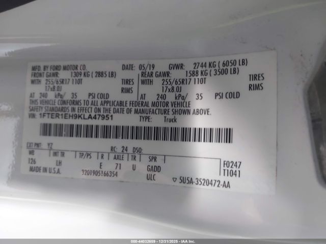 2019 FORD RANGER 1FTER1EH9KLA47951 Photo 8