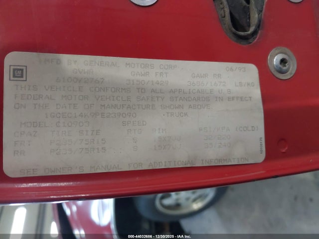 1993 CHEVROLET GMT-400 1GCEC14K9PE239090 Photo 8