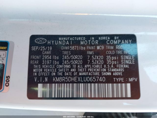 2020 HYUNDAI PALISADE KM8R5DHEXLU065740 Photo 8