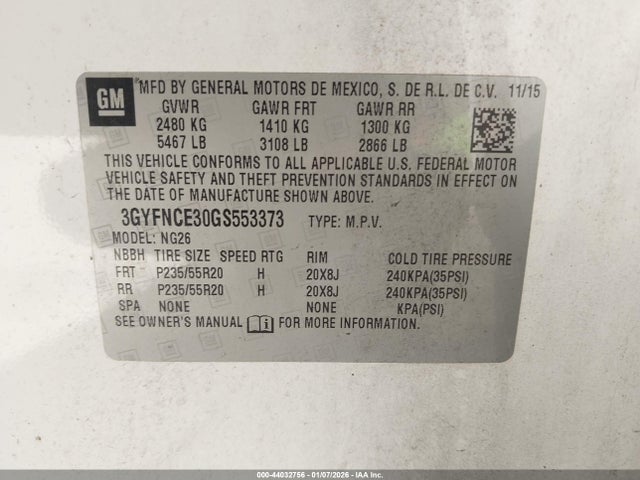 2016 CADILLAC SRX 3GYFNCE30GS553373 Photo 8