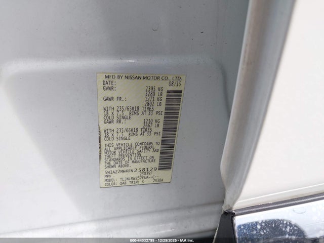5N1AZ2MH4FN258129 Nissan MURANO SL