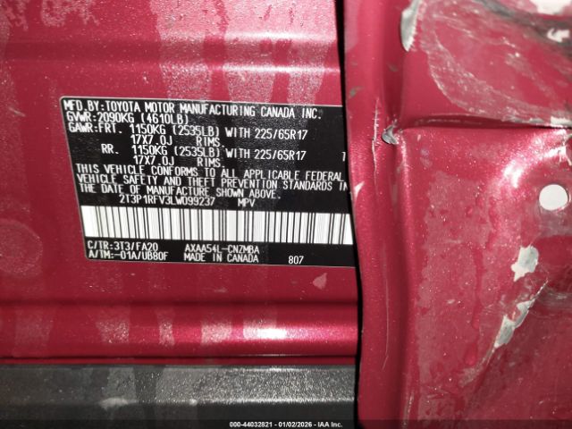 2020 TOYOTA RAV4 2T3P1RFV3LW099237 Photo 8