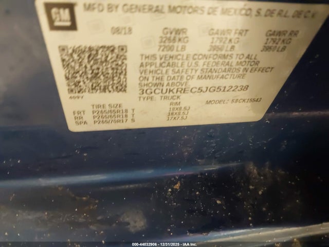 3GCUKREC5JG512238 Chevrolet Silverado 1500 1lt