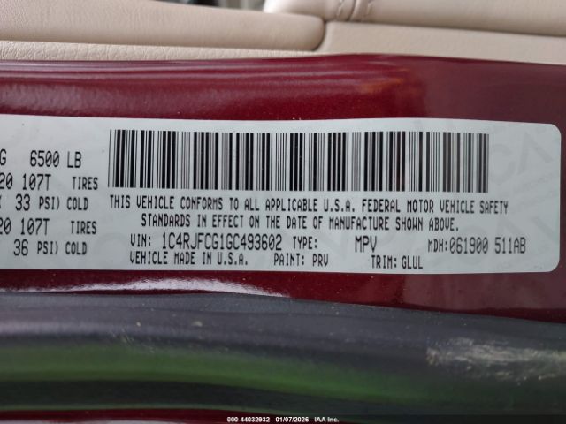 2016 JEEP GRAND CHEROKEE 1C4RJFCG1GC493602 Photo 8