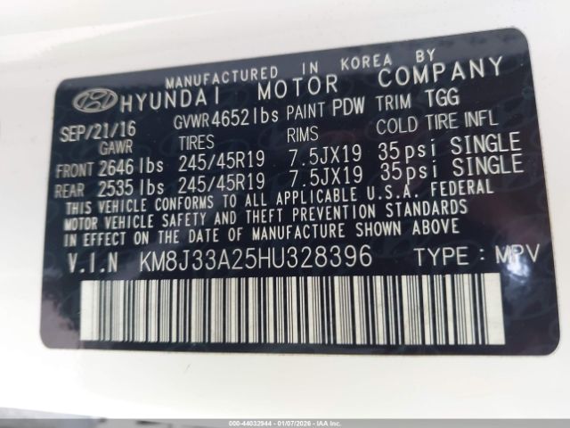 2017 HYUNDAI TUCSON KM8J33A25HU328396 Photo 8