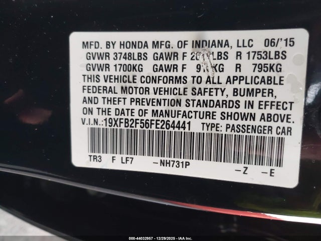 Honda Civic Lx 2015 19XFB2F56FE264441 Image 9
