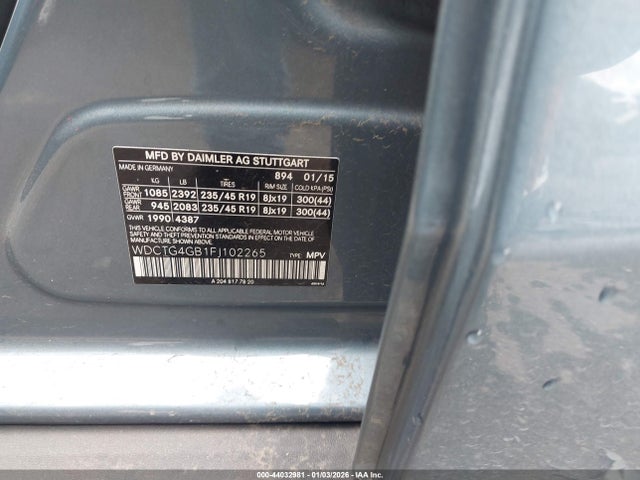 WDCTG4GB1FJ102265 Mercedes-Benz Gla 250 4matic