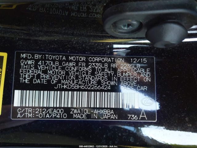 2016 LEXUS CT 200H JTHKD5BH6G2266424 Photo 8